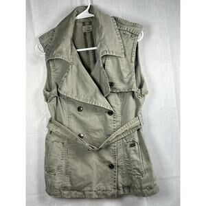 2 Y K Gaudi Button Up Sleeveless Beige Vest with Belt Size 44